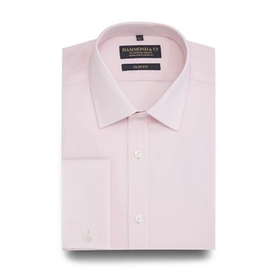 Big and tall pink mini grid checked slim fit shirt